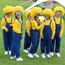 Minions cos dance performance kindergarten Halloween clothes childrens denim overalls sportswear costumes