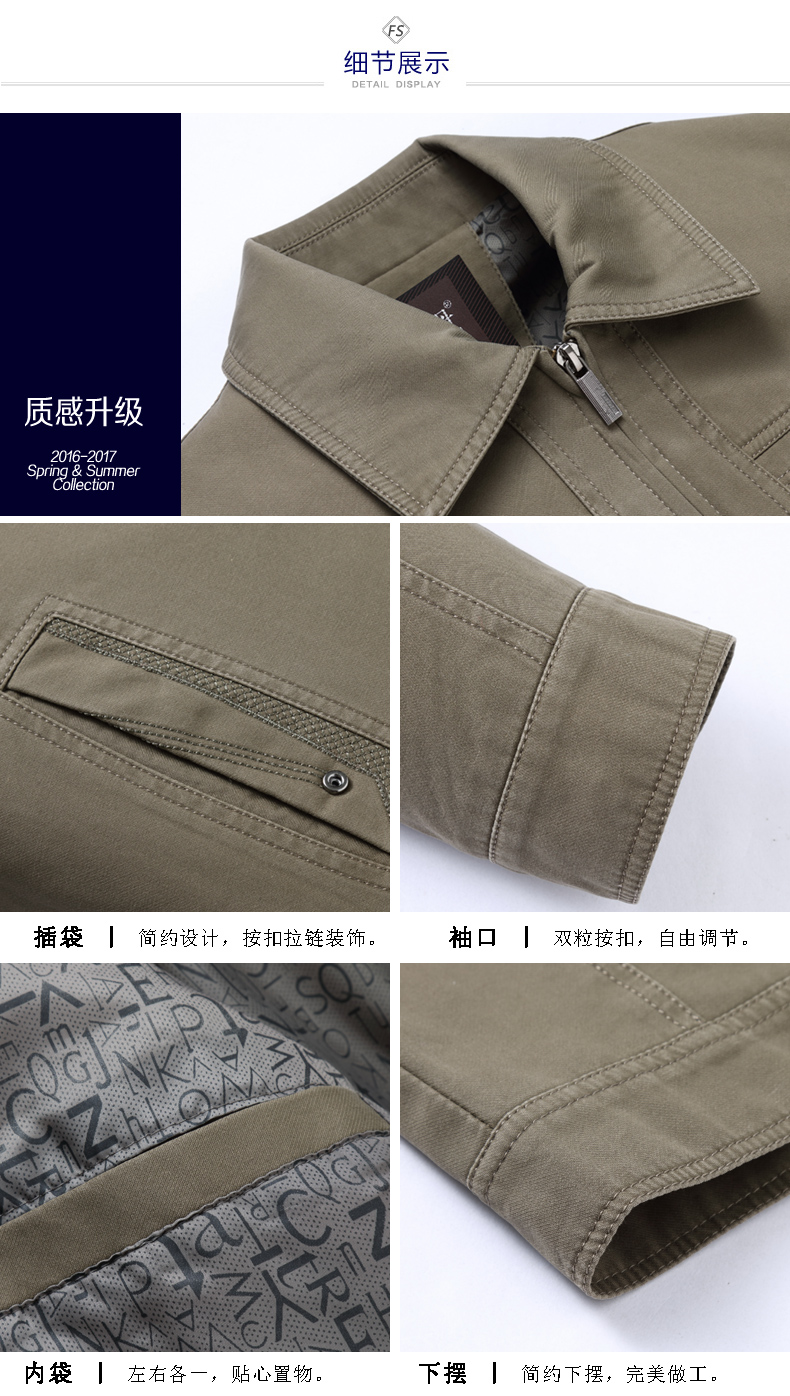 Mùa xuân và mùa thu trung niên cha áo khoác cotton trung niên nam ve áo mỏng phần 40 áo dày 50 tuổi quần áo mùa thu và mùa đông áo da nam