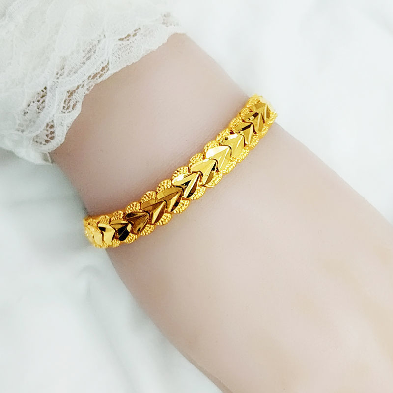Bracelet for Women, Real Gold Bracelet, Gold-Colored Bracelet, Heart-Shaped Sand Gold Bracelet, Women's Gift for Women's Day Bracelet for Women, Real Gold Bracelet, Gold-Colored Bracelet, Heart-Shaped Sand Gold Bracelet, Women's Gift for Women's Day