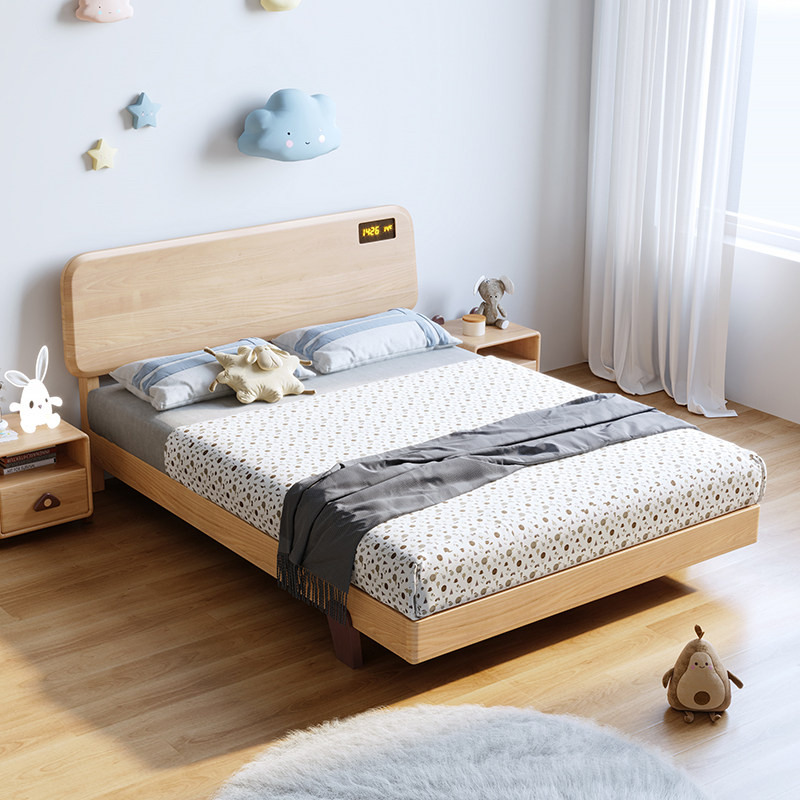 Full solid wood children's bed 1 5 meters modern minimalist bedroom beech wood bed boys and girls single 1 2 children's bed