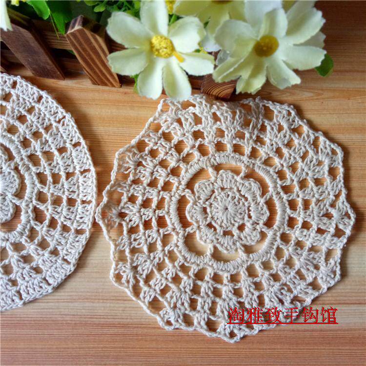 Amoy elegant pure handmade crochet hook cotton thread lace hollow-out woven table mat, cup mat, table cloth, 23 colors customized