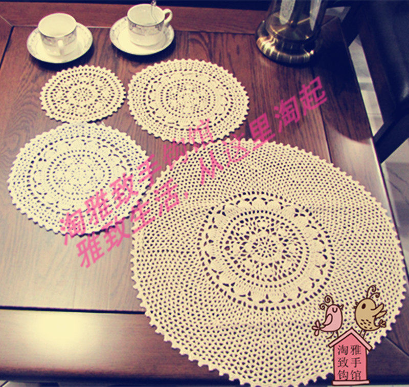 Naughty Hands Pure Hand Crochet Hook Flower Cotton Thread Lace Hollow Woven Table Cushion Cup Cushion Table Cloth Table Cloth Multicolored Booking System