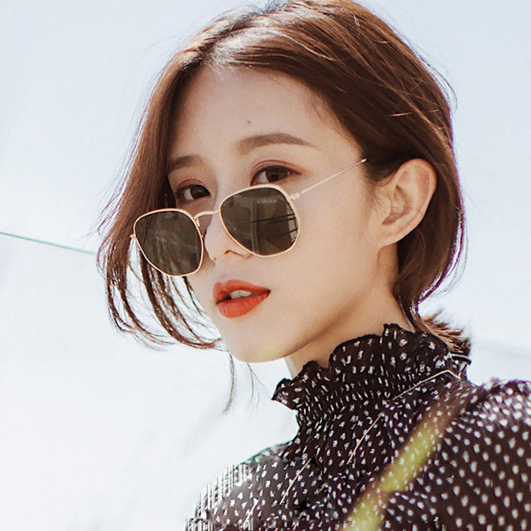 Net red fashion sunglasses men and women round face big face thin anti-UV2020 new Korean version of the trendy sunglasses