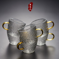 Grass wood High Borosilicate high temperature resistant belt glass teacup hammer small cup with handmade tea cup kung fu tea cup