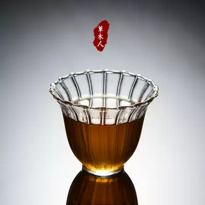 Grass Wood Japanese vertical stripe heat-resistant glass transparent small teacup Kung Fu Tea Cup Master Cup individual