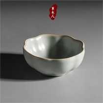 Ru kiln tea cup sky green glaze open piece Ru porcelain kung fu tea cup anti-hot double layer single Cup Cup Cup Cup