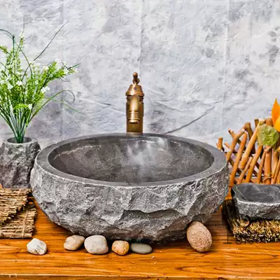 Outdoor round wash basin Stone basin Outdoor stone trough Bed and breakfast table basin Outdoor marble sink Courtyard pool
