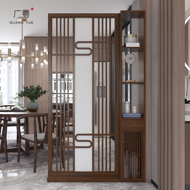 New Chinese screen mask cabinet covers living room bedroom modern minimal solid wood entry screen partition cabinet