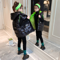 Girl Down Cotton Machia Autumn Winter Outwear 2022 New Children Foreign Air Bright Face Free Wash Thickened Lian Hat Jacket