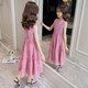 Girls dress summer 2023 new children's foreign style chiffon vest skirt girl sweet pink princess dress