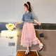 Girls' foreign style fashionable skirt children's fashion suit summer dress high-quality gauze skirt cake skirt two-piece set