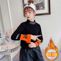 Girl gush bottom shirt integrated suede winter foreign air 100 lap half high collar blouse thickened warm long sleeve T-shirt tide