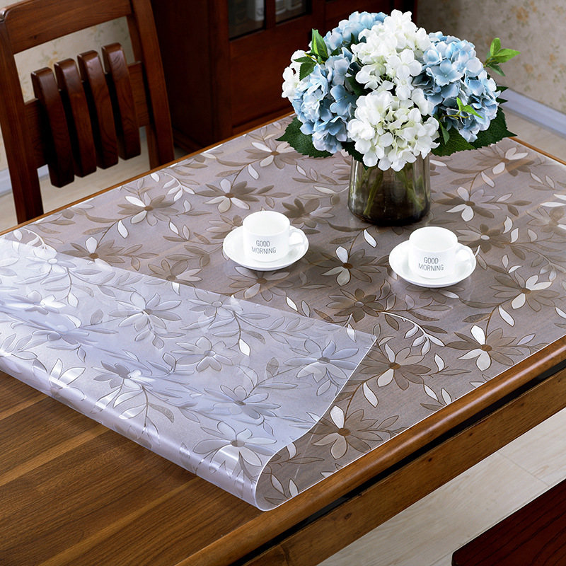 85cm Wide PVC Plastic Free Tea Table Mat Soft Glass Anti-Burn Water Crystal Plate Thickened Transparent Home Table Cloth