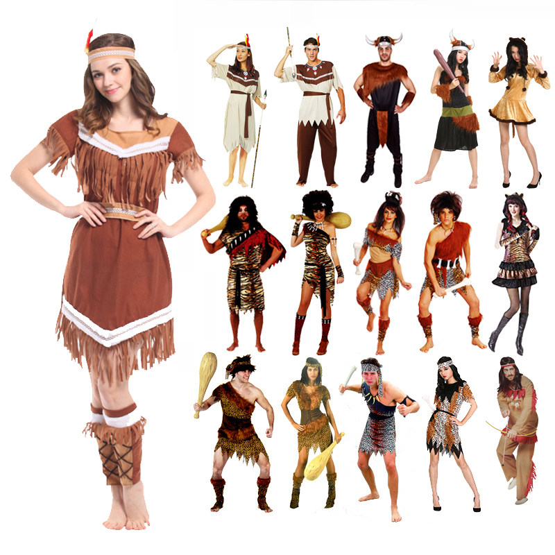 Children's Day Adult Wildman Costume Primitive Man BAO WELN Tiger Leather African Indigenous Tribe Bonfire Gala Dance Clothes