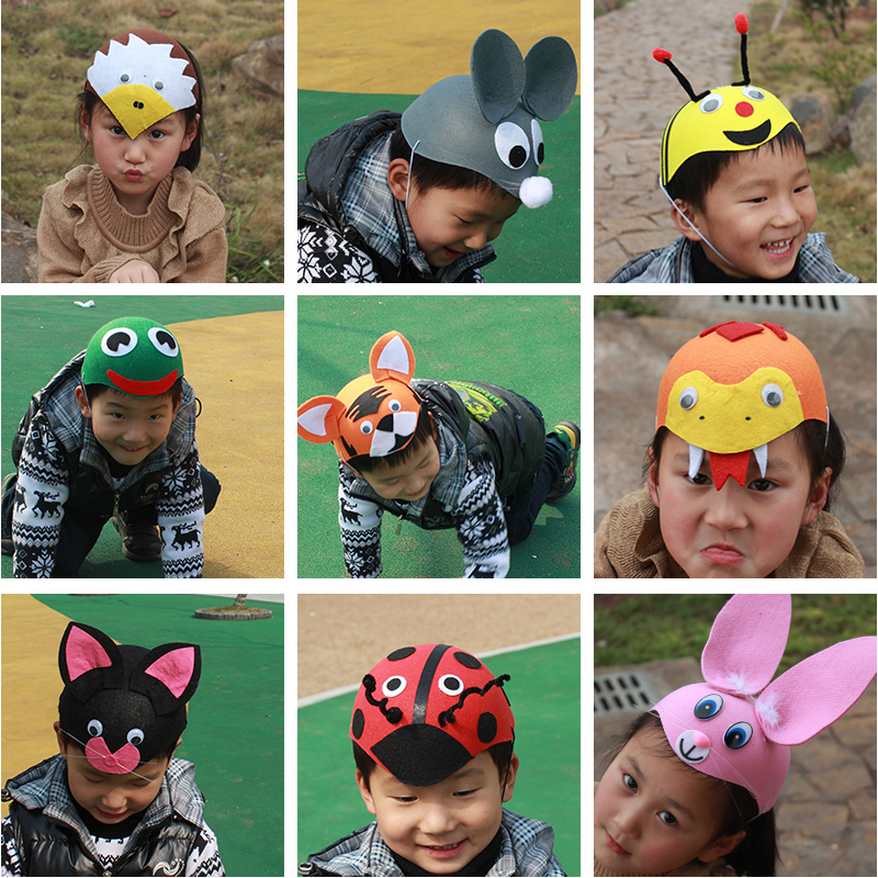 Children's Day small animal headdress rabbit dog hat ladybug children's headgear kindergarten twelve Zodiac performance area props