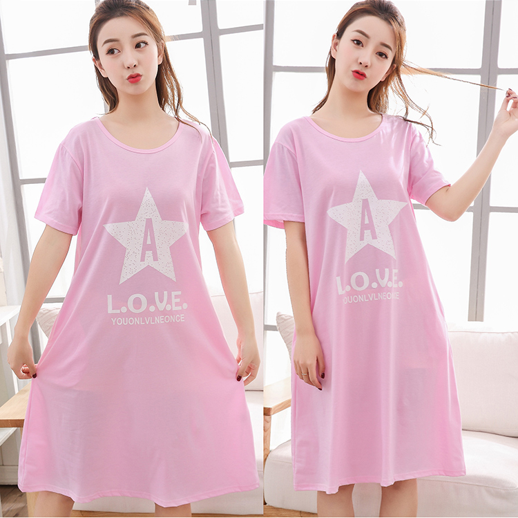 Thêm kích thước lớn đồ ngủ phụ nữ mùa hè bông Hàn Quốc phiên bản của lỏng nightdress chất béo mm cộng với phân bón xl 200 kg váy