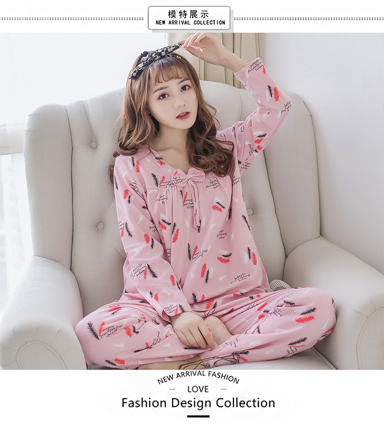 Cộng với phân bón XL đồ ngủ nữ dài tay cotton lỏng mm mùa xuân và mùa thu mùa đông cotton phù hợp với 200 kg thêm lớn kiểu đồ bộ đẹp