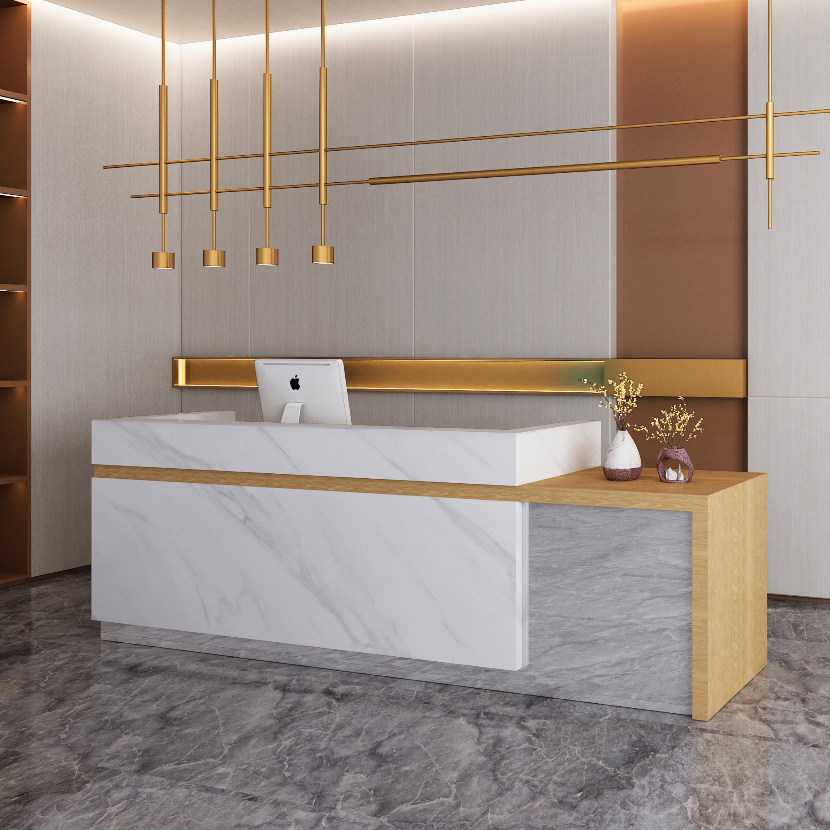 Company front desk counter reception desk simple modern imitation marble bar cashier counter clothing store hotel bar table