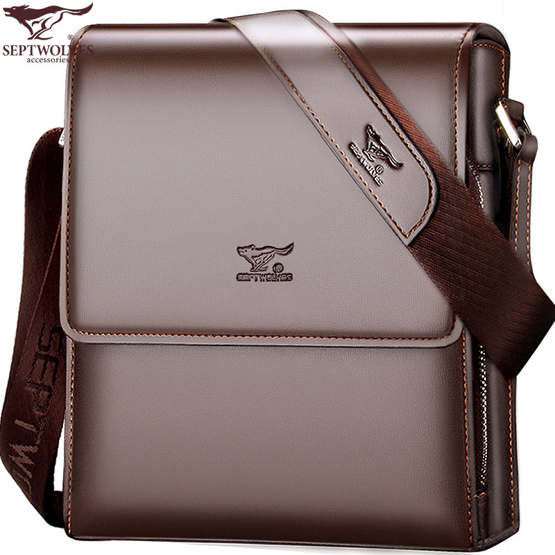 Septwolves men's bag shoulder bag leather backpack men's bag messenger bag handbag men's casual business briefcase