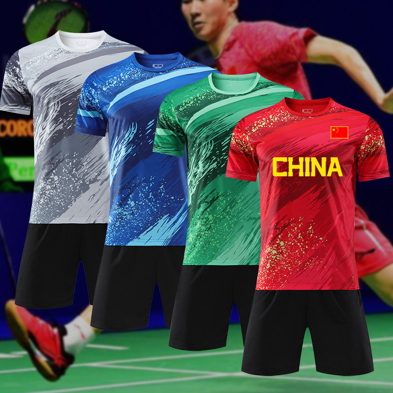 New badminton clothing women's badminton clothing sports suit men's quick-drying short-sleeved summer children's training clothing volleyball clothing customization