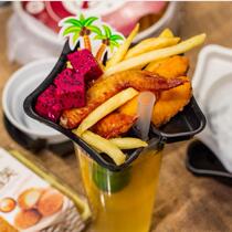 Thickened disposable fried chicken rice flower fries cup holder creative steak Cola Cup Holder Plastic milk tea cup lid 100