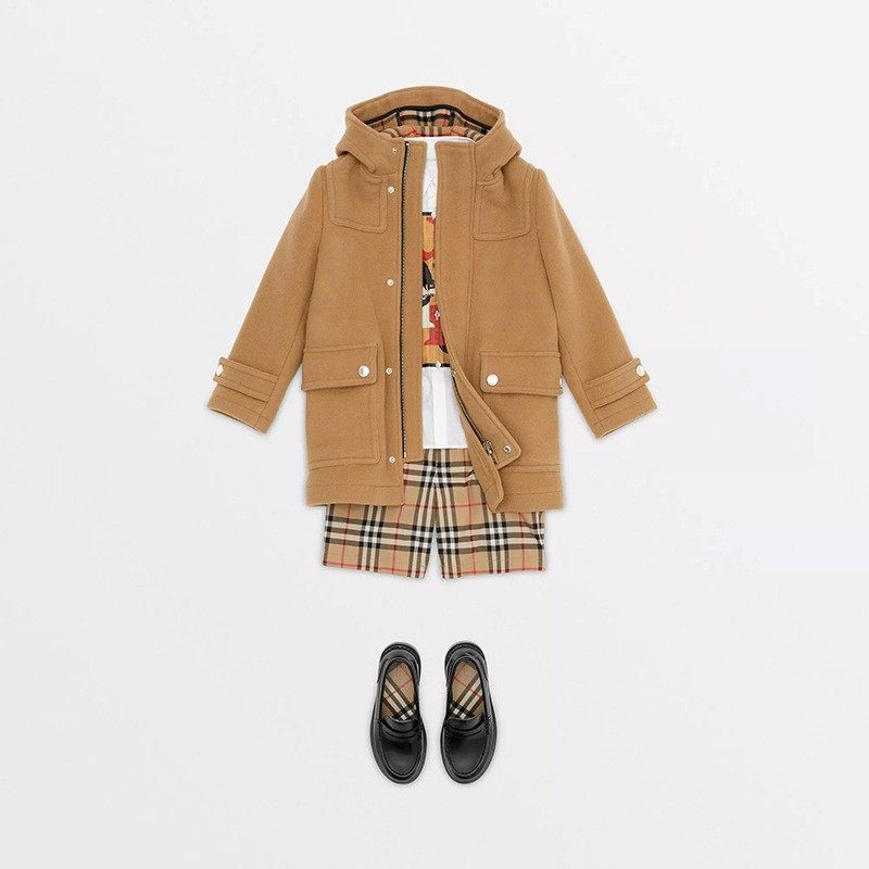 Boys medium - long edition wool clothes big boy winter clothes with cotton thickened cap coat, British wind 2021 new style