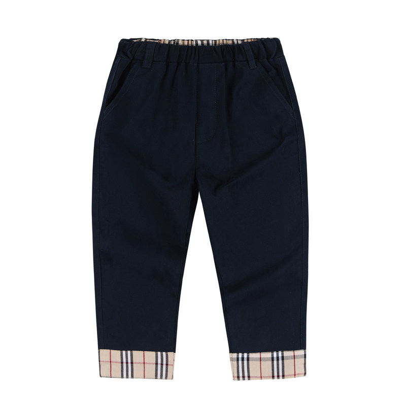 European and American children's clothing 2022 spring new style boys' plaid roll-off slacks boys tide cotton gentleman cropped pants