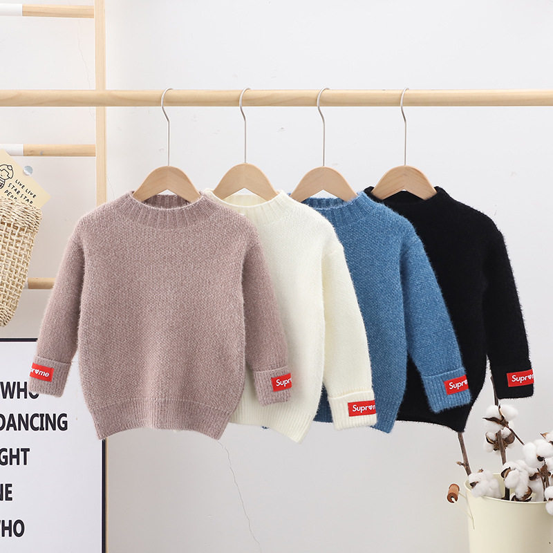 Children's Buffet Fur Coat Autumn Winter New men and women Thickened Warm Beating Undershirt Spring Autumn and Half High Collar Needlewear