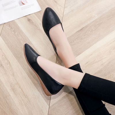 尖头女平底软底职业空姐女鞋