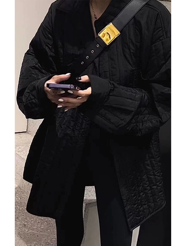 Ретро рубашка, пуховик, длинная легкая и тонкая стеганая хлопковая куртка для отдыха, коллекция 2023, свободный крой, средней длины