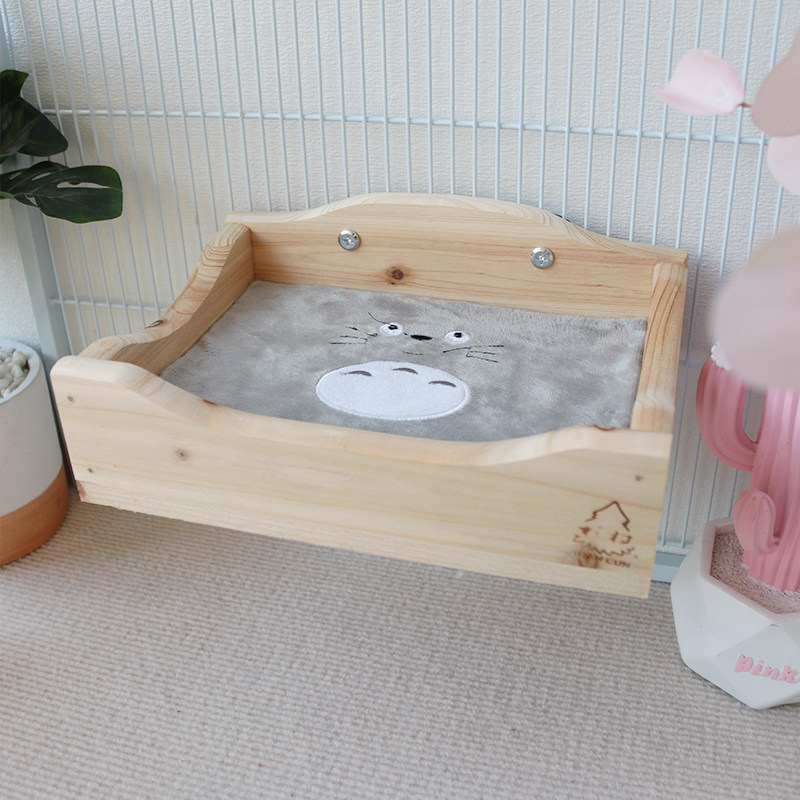 Totoro Bed Squirrel Guinea Pig Small Pet Wooden Cushion Furniture Bamboo Nail Splicing Safer Cage Cage Cabinet Universal