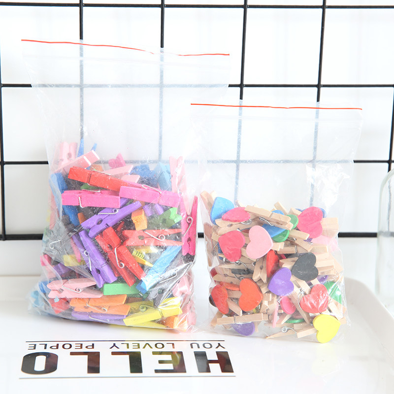 50 Clothing Pins Hanging HEMP ROPE COLOR LOVING CLIP WEDDING SMALL WOOD CLIP PHOTO CLIP PHOTO CLIP PHOTO WALL