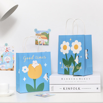 ins Wind handbag gift bag birthday gift packaging bag cartoon cute flower number carry paper bag paper bag