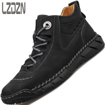Boomer Shoes Inglén Casual Men High Waist Leather Shoes Boots Mid black High helping hand workout Soft bottom 2020 New