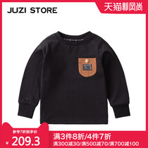  JUZI STORE Childrens CLOTHING Combed cotton tooling pocket top Long-sleeved T-shirt Unisex boys and girls 1835001