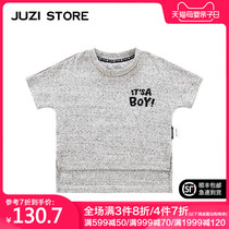 JUZI STORE childrens dress ribbed letter flocking top T-shirt neutral boy girl 1825126