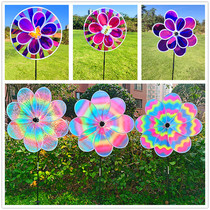 Dazzling Transparent Reflective Windmill Building Pan Villa Scenic Area Decoration Kindergarten Outdoor Rotating Toys Seven Colorful Small Windmills