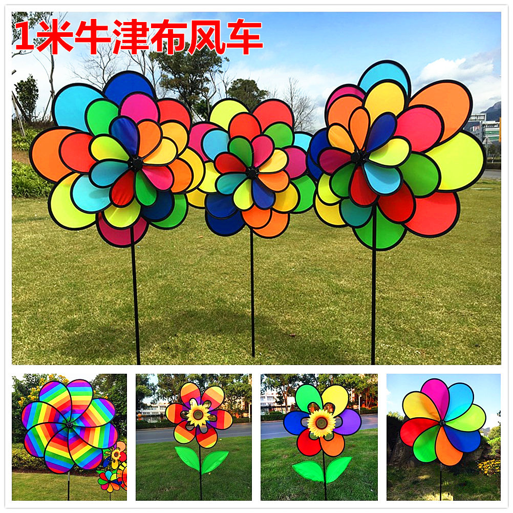 Outdoor Decoration Kindergarten Windmill Strings Flowers Dynamic Camping Six Colorful Children Toys Christmas Color Flags Big Windmill