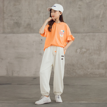 Girl set summer thin 2021 New Net Red big Virgin sports two-piece foreign fashion half sleeve 12 years old