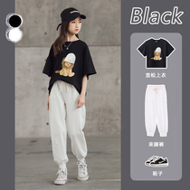 Big children womens summer clothes girls 2021 net red New Tide childrens sports pants clothes loose casual children 12