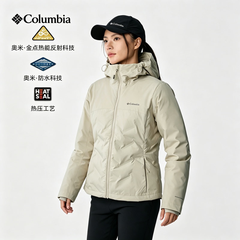 Columbia Women's 26 Autumn/Winter New Outdoor Gold Dot Thermal Warm Hooded down Jacket Wr3555