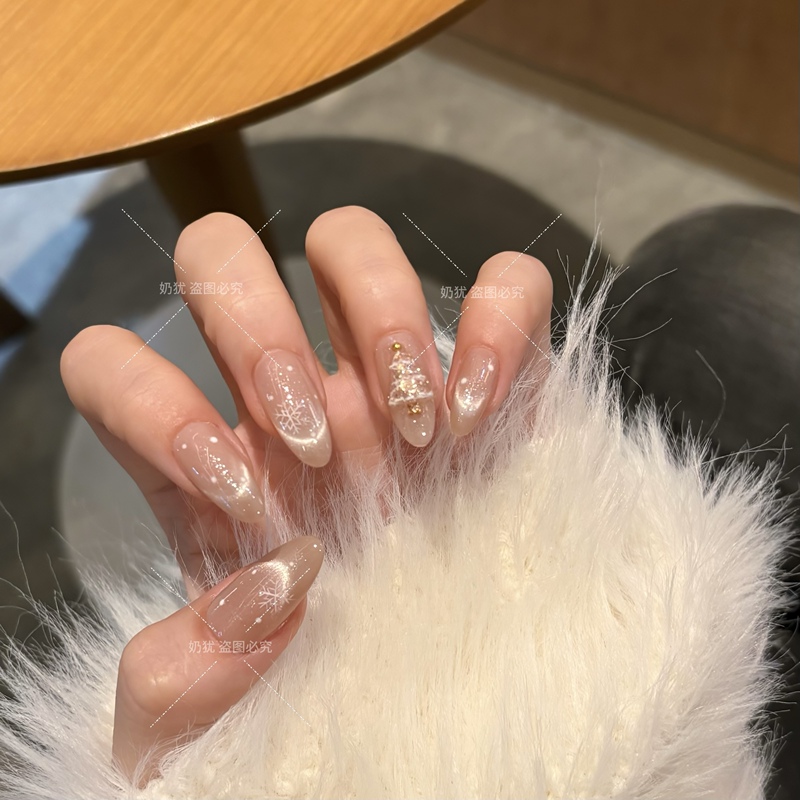 【A Christmas Snowscape】High-Quality, Purely Hand-Painted Christmas Snowflake Atmosphere, Handmade Wearable Nail Art