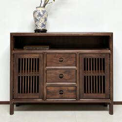 Tiebang New Chinese Style Solid Wood Sideboard Black Walnut Low Cabinet Entryway Storage Cabinet Side Cabinet Home Tea Room Tea Cabinet
