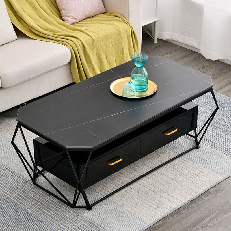 Light luxury modern slate coffee table Italian-style small apartment living room simple Nordic home table rectangular high-end storage