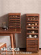 American-Style Vintage Solid Wood Floor-Standing Jewelry Cabinet, Dental Cabinet, Tea Cabinet, North American Black Walnut Tea Set Storage Cabinet, and Collectibles Cabinet