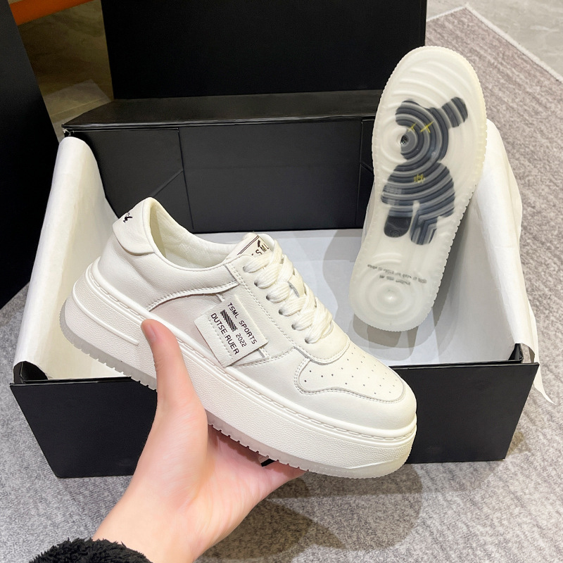 Leather thick bottom inner heightening small white shoes women's summer 2022 new all-match women's shoes 2021 popular sneakers casual shoes women