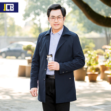 Ветровка мужская 中年风衣男2019春装新款翻领中老年中长款商务休闲男装爸爸装外套