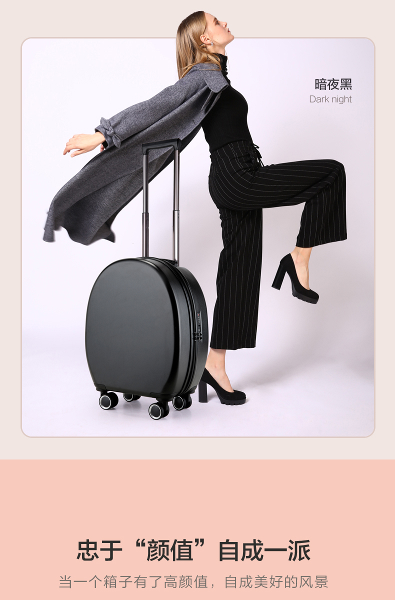 Hành lý nữ lưới đỏ in thủy triều 20 inch lên máy bay vali phổ bánh xe nhẹ trường hợp xe đẩy nam nhỏ - Va li vali màu hồng
