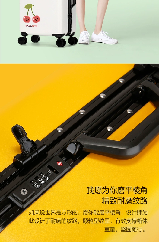 Mới vali xe đẩy túi bơ Mật khẩu Hàn Quốc hộp dễ thương thời trang vali phổ quát bánh xe 20 inch 24 - Va li