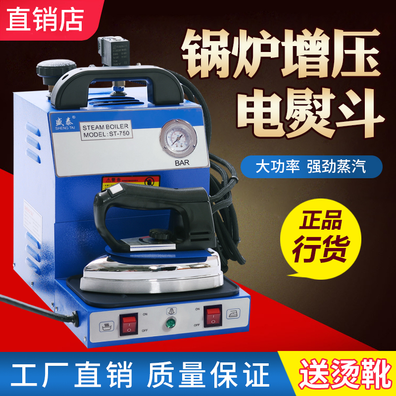 Shengtai High-Power Ironing Machine with Hanging Bottle Steam Electric Iron, Industrial Pressure-Type Electric Heating Boiler Iron for Curtain Shop